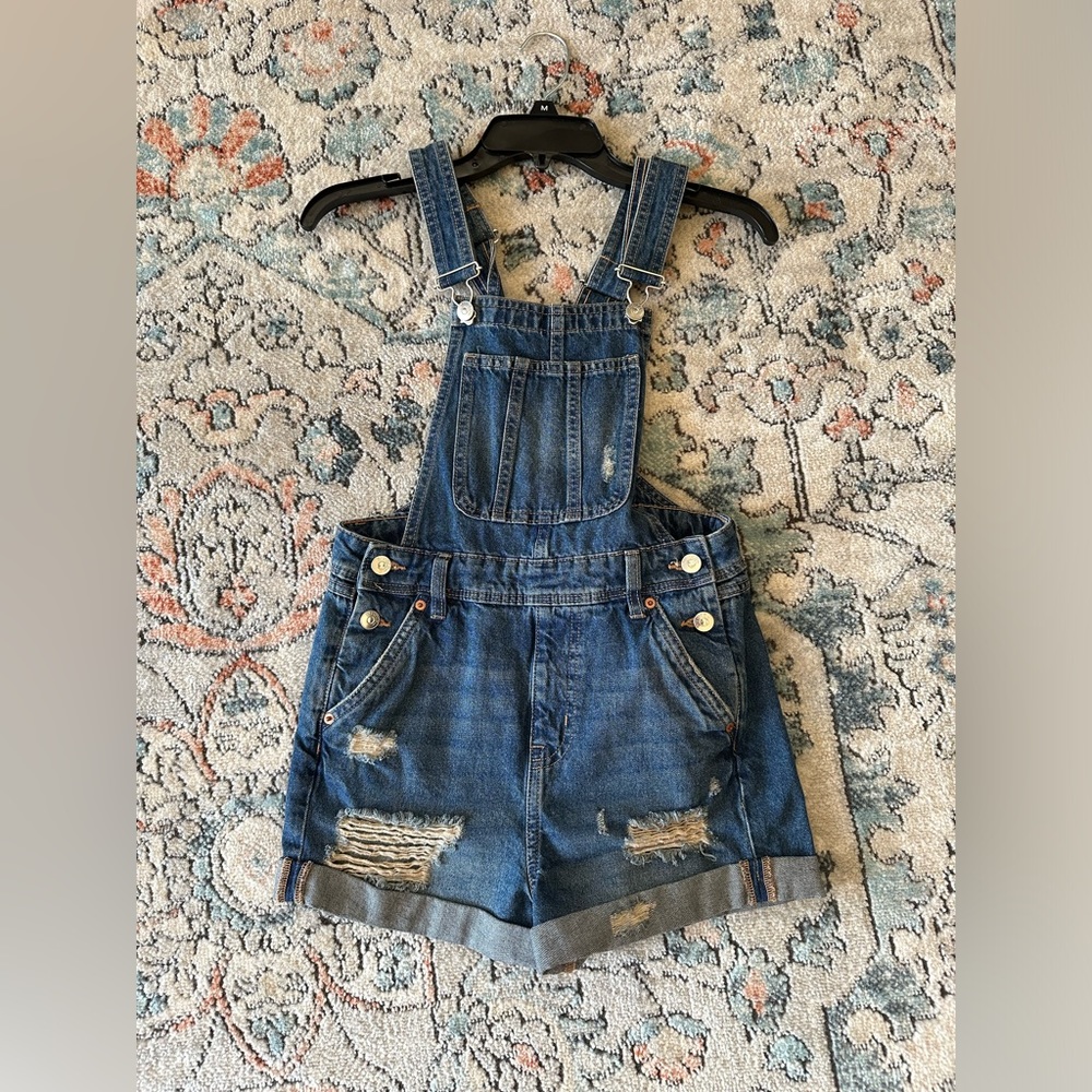 H&M Distressed Overalls Size 0 - image 1